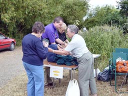 setting up the NBNRS stall - Janet, Ranger Mark Williams, Betty and Joan